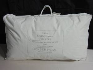 2 Pack Firm White Duck Feather & Down Bed Pillow - King  BOKSER HOME