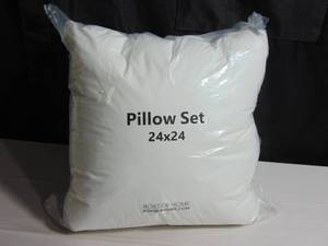 2 Pack Down Alternative Throw Pillow Insert - 24 x 24 Square - White  BOKSER HOME