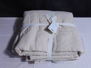 French Linen Box Stitch Quilt - TwinTwin XL - Putty Heather  BOKSER HOME