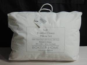 2 Pack Soft White Duck Feather & Down Bed Pillow - StandardQueen  BOKSER HOME
