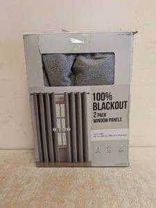 100% BLACKOUT WINDOW PANELS 2PK GRAY