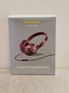 NEW HAYDAY ARTIST SERIES WIRED HEADPHONES MAROON FLORAL
