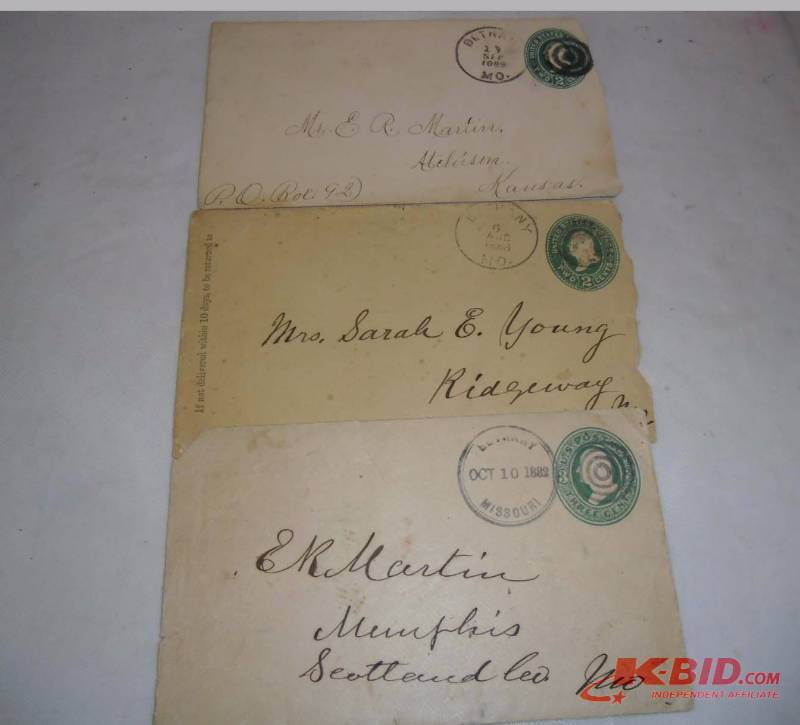 lot 11 image: Antique Postage 18 Old Stamped Envelopes 1882 to 1943 and 1945  V-J Day Issue