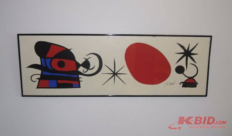 lot 25 image: Abstract  Miro Red and Black Framed Print