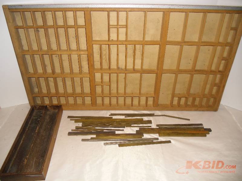 lot 29 image: Large 32 Printers Type Case - Brass Rods