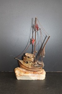 DeMott Brass Ship Sculpture