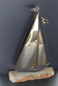 DeMott Brass Sailboat Sculpture