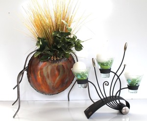 Copper Vase & Enigma Floral Tealight Holder
