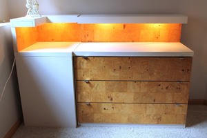 Burl Dresser & Side Table