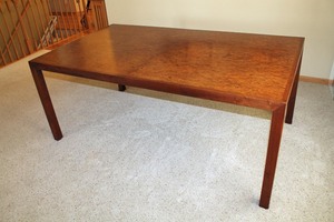 Mid-Century Modern Parsons Burl Dining Table