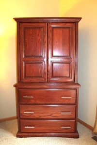 Amish Oak Media Armoire Chest