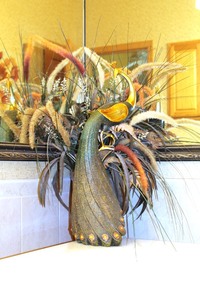 Peacock Vase & Grasses