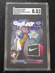 2024 Illusions Great Expectations Material Sapphire Randy Moss Nike Swoosh 79 SGC 8.5  Only 9 Exist