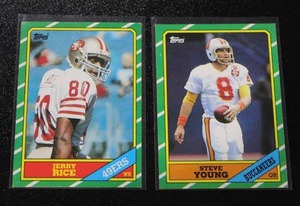 1986 Topps Jerry Rice & Steve Young Rookie Card Lot  2 Rookie Cards Mid Grade