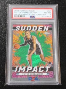 2023-24 Topps Chrome Sudden Impact Green Refractor Victor Wembanyama #SI1 Rookie Card PSA 8