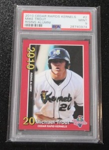 2010 Cedar Rapids Kernels Rising Alumni Mike Trout #2 PSA 9