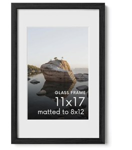 Black Photo Frame 11 x 17 Matted to 8 x 12 - Brand New