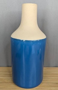 Blue and Tan Flower or Plant Vase 10 Tall - Brand New