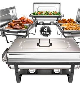 Chafing Buffet Dishes 9 Qt Set of 4 $189.99 Retail - Brand New