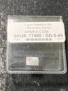 1 GRAM .999 FINE PALLADIUM BAR