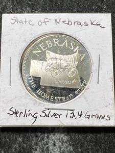 13.4 GRAMS STERLING SILVER NEBRASKA ROUND