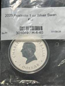 2025 AUSTRALIAN SWAN 1 TROY OZ .999 FINE SILVER