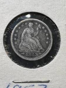 1853 WARROWS US SEATED LIBERTY HALF DIME