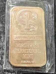 1 TROY OZ .999 FINE SILVER NORTHWEST TERRITORIAL MINT BAR
