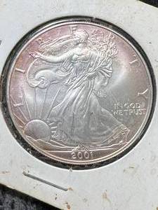 2001 AMERICAN SILVER EAGLE 1 TROY OZ .999 FINE SILVER