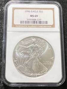 1996 AMERICAN SILVER EAGLE NGC MS69