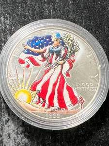1999 AMERICAN SILVER EAGLE 1 TROY OZ .999 FINE SILVER IN COLOR