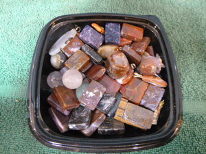 Tray of Agates and Crystals