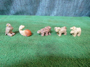 5 Carved Jasper Animal Stones