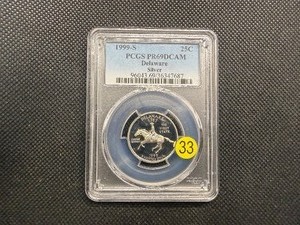 1999-S Silver Delaware Washington Quarter PCGS PR69DCAM - PCGS Price Guide Value for a PR69DCAM is $25
