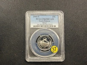 2006-S Silver South Dakota Washington Quarter PCGS PR69DCAM - PCGS Price Guide Value for a PR69DCAM is $25
