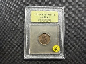1911-P Lincoln Cent USCG MS66  RD- Greysheet Wholesale Value for an MS66 RB is $300