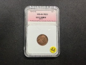 1913-S Lincoln Cent PNA MS64  RED - Greysheet Wholesale Value for an MS64 RB is $450