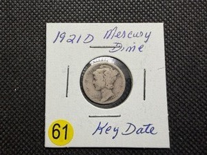 Key Date 1921-D Silver Mercury Dime