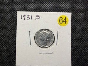 1931-S High Grade Silver  Mercury Dime