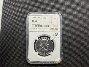 1956 Type 2 Proof Franklin Silver Half Dollar  NGC PF68 -  NGC Price Guide Value for a PF68 is $125