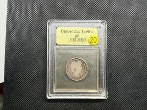 Key Date  Low Mintage 1896-S Barber Quarter USCG G6 - Greysheet Wholesale Value for a G4 is $525