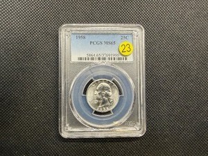 1958 Washington Silver Quarter  PCGS MS65 -  PCGS Price Guide Value for An MS65 is $30