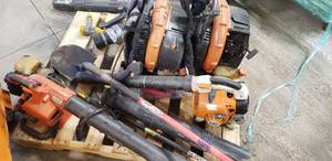 Pallet of echo and stihl blowers riobi weed eater ect