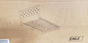 Accent Furniture upholstered platform bed egg shell