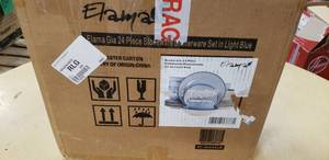 Elma gia 24 piece stoneware dinnerware set in light blue one plate is broken possibly more
