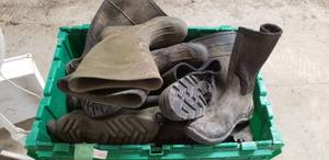 Tote of rubber boots