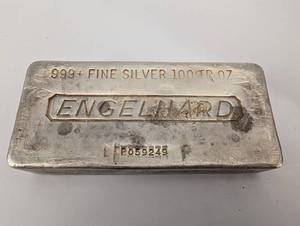 Engelhard 999 Fine Silver Bar - 100 oz Troy Bullion