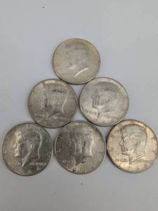 Lot Of 6 1964 90% Silver Kennedy Halves