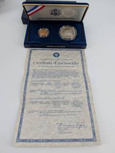 United States Mint Constitution Coins - Silver Dollar & Five Dollar Gold Coin Set (1987)