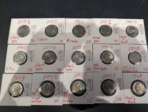 Jefferson Nickel VarietyError Coin Assortment (15) 1960-2021 DP